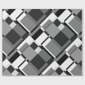 Papier Cadeau Style Mondrian noir et blanc Abstrait Géométrique (Plat)