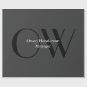 Papier Cadeau Stylé Monogramme Gris Noir Unique (Plat)