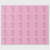 Papier Cadeau Stylé Monogramme Professionnel Rose Clair (Plat)