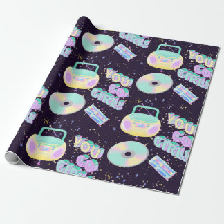 Papier Cadeau style musique 90s motif