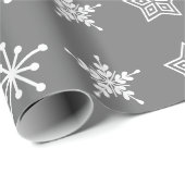 Papier Cadeau Style nordique étoiles blanches et grises (Coin rond)