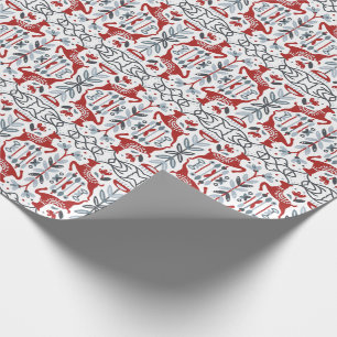 Papier Cadeau Style Nordique Moderne Noël Rouge & Gris
