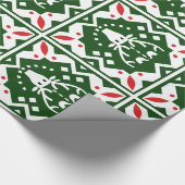Papier Cadeau Style nordique Noël Reindeer Rouge Vert (Coin)