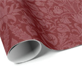 Papier Cadeau Style oriental design floral en rouge foncé (Coin rond)