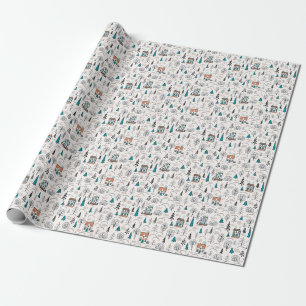 Papier Cadeau Style scandinave Maisons Motif forestier