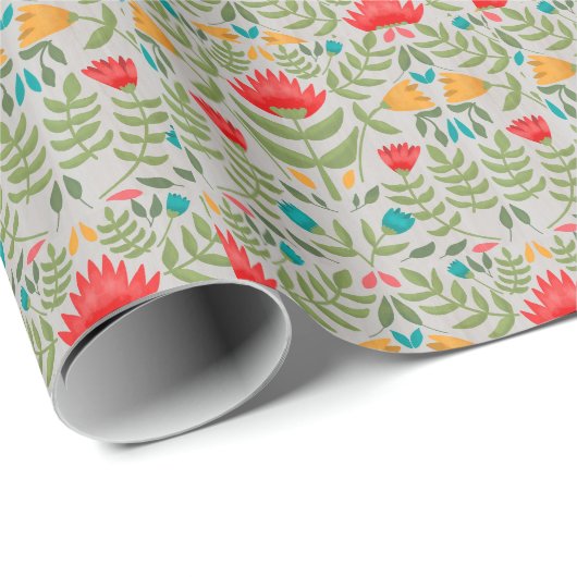 Papier Cadeau Style Tableau Floral élégant (Coin rond)