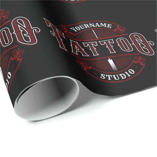 Papier Cadeau Style traditionnel AJOUTER LE NOM Tattoo Studio Sh (Coin rond)