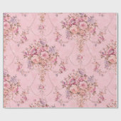 Papier Cadeau Style victorien rose français Découpage florale (Plat)