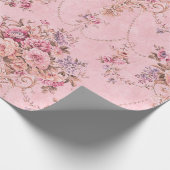 Papier Cadeau Style victorien rose français Découpage florale (Coin)