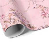 Papier Cadeau Style victorien rose français Découpage florale (Coin rond)