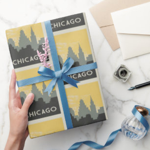 Papier Cadeau Style vintage Chicago Skyline