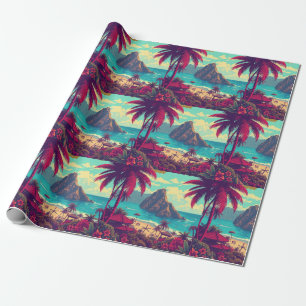 Papier Cadeau Style vintage Hawaiian Travel Honolulu Mid-Pacific