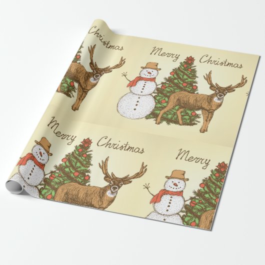 Papier Cadeau Style vintage Joyeux Noël (Déroulé)