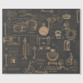 Papier Cadeau Style Vintage noir (Plat)