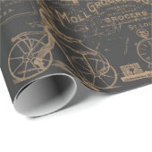 Papier Cadeau Style Vintage noir (Coin rond)