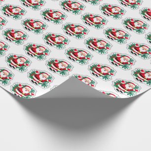Papier Cadeau Style vintage Santa Claus et Holly "Joy"