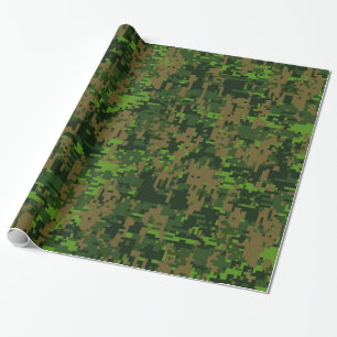 Papier Cadeau Style Woodland Camouflage numérique Décor Accent
