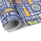 Papier Cadeau Styles de bière Papier à enveloppement bleu (Coin rond)