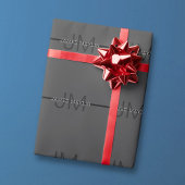 Papier Cadeau Stylisé Masculin Gris Foncé Nom & Monogramme