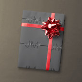 Papier Cadeau Stylisé Masculin Gris Foncé Nom & Monogramme