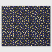 Papier Cadeau Stylish Blue & Gold Foil Leopard Spots Safari (Plat)