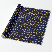Papier Cadeau Stylish Blue & Gold Foil Leopard Spots Safari (Déroulé)