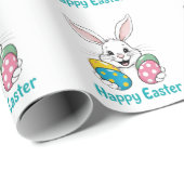 Papier Cadeau Stylish bunny eggs Gift Happy Easter gift (Coin rond)