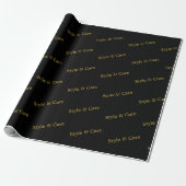 Papier Cadeau Stylish Custom Text Pattern Modern Black Gift (Déroulé)