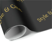 Papier Cadeau Stylish Custom Text Pattern Modern Black Gift (Coin rond)