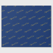 Papier Cadeau Stylish Custom Text Pattern Navy Blue Gift (Plat)