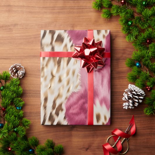 Papier Cadeau Stylish Girly Rose White Gold Zebra (Cadeau de vacances)