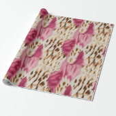 Papier Cadeau Stylish Girly Rose White Gold Zebra (Déroulé)
