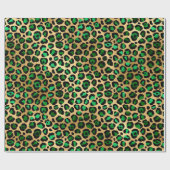Papier Cadeau Stylish Green & Gold Foil Leopard Spots Safari (Plat)