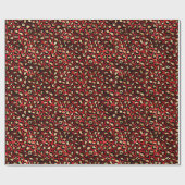 Papier Cadeau Stylish Red and Gold Foil Leopard Spots (Plat)