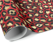Papier Cadeau Stylish Red and Gold Foil Leopard Spots (Coin rond)