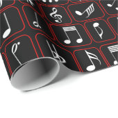 Papier Cadeau Stylish red black and white geometric music notes (Coin rond)