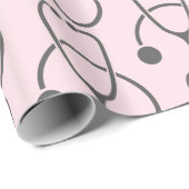 Papier Cadeau Stylisme Gris Stethoscope Motif sur rose (Coin rond)