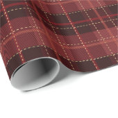 Papier Cadeau Stylo de Noël Rouge et Noir Tartan (Coin rond)