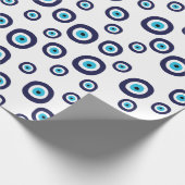 Papier Cadeau Stylo Nazar Navy bleu et Aqua Evil Eye Motif (Coin)