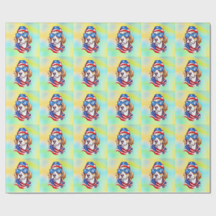 Papier Cadeau Sublimation de chien du 4 juillet-66361