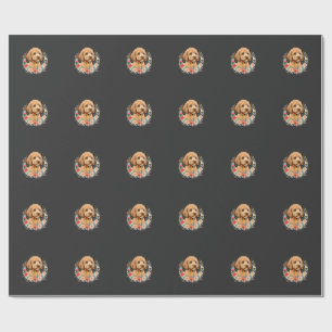 Papier Cadeau Sublimation ronde de chien floral