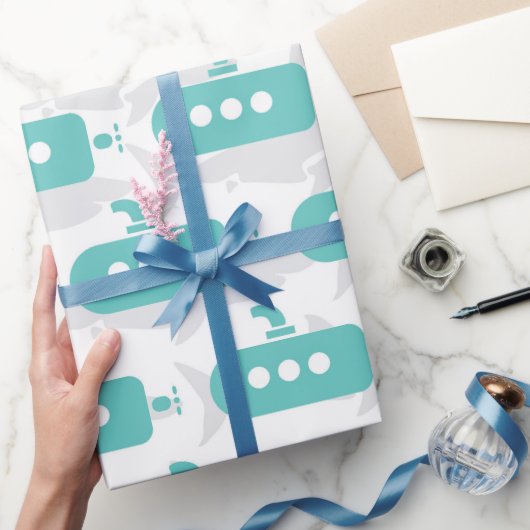 Papier Cadeau Submarines & Sharks (Cadeaux)