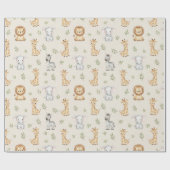 Papier Cadeau Subtle Safari Animals Pattern Birthday  (Plat)