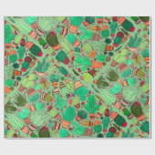 Papier Cadeau Succulent Cactus Pots Plante Vert Cactus Jardin (Plat)