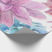 Papier Cadeau Succulentes Moderne Élégance Blanche Florale de Ja (Coin)
