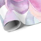 Papier Cadeau Succulentes Moderne Élégance Blanche Florale de Ja (Coin rond)