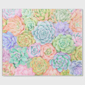 Papier Cadeau Succulents Aquarelle colorée Pastel Joyeux (Plat)