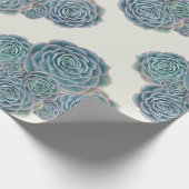 Papier Cadeau Succulents bleus sur Ecru Toutes les occasions Env (Coin)