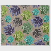 Papier Cadeau Succulents Faux Burlap (Plat)