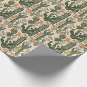 Papier Cadeau Succulents verts, fleurs oranges, papier peint de  (Coin)